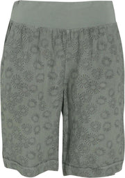 Cassis - Linnen short met zonneprint - Kaki