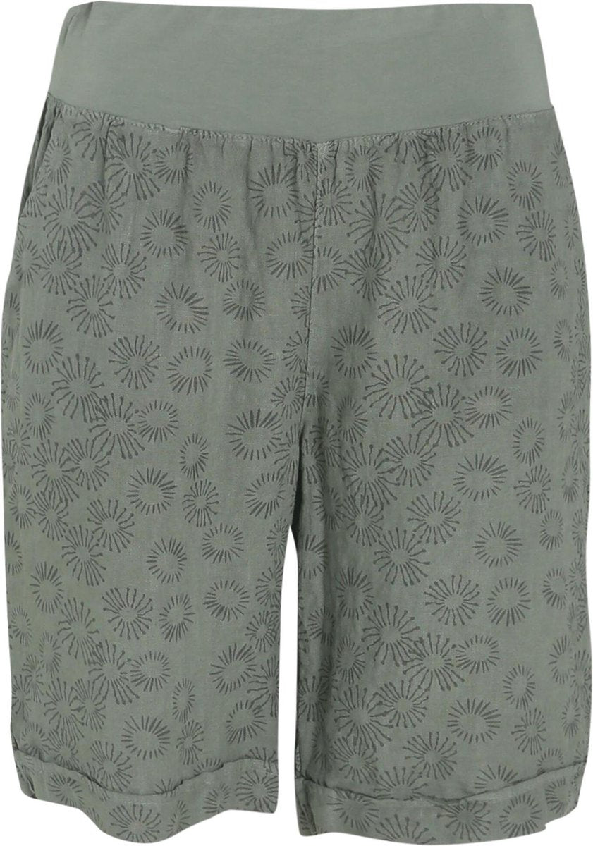 Cassis - Linnen short met zonneprint - Kaki