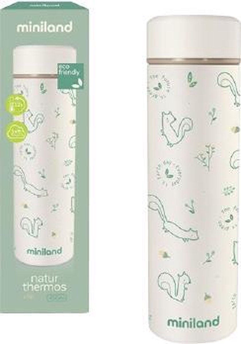 Miniland Thermosbeker Eekhoorn Junior 450 Ml Staal Wit/groen