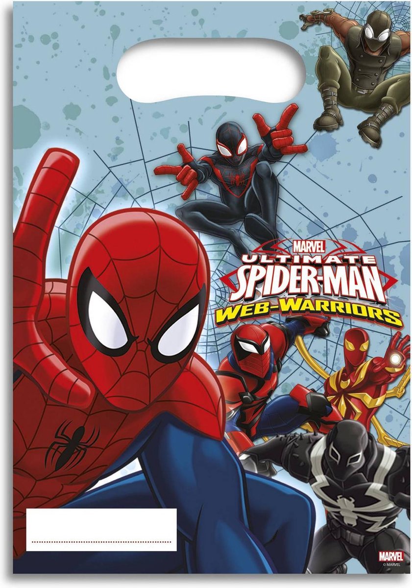 Spider Man Feestzakjes-blauw - Maat One-size