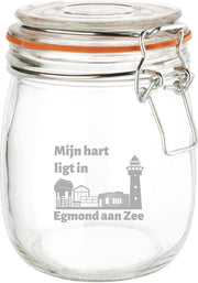 Gegraveerde Weckpot 0.75 ltr. Egmond aan Zee