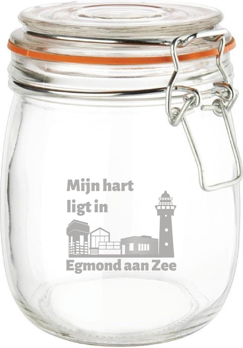 Gegraveerde Weckpot 0.75 ltr. Egmond aan Zee