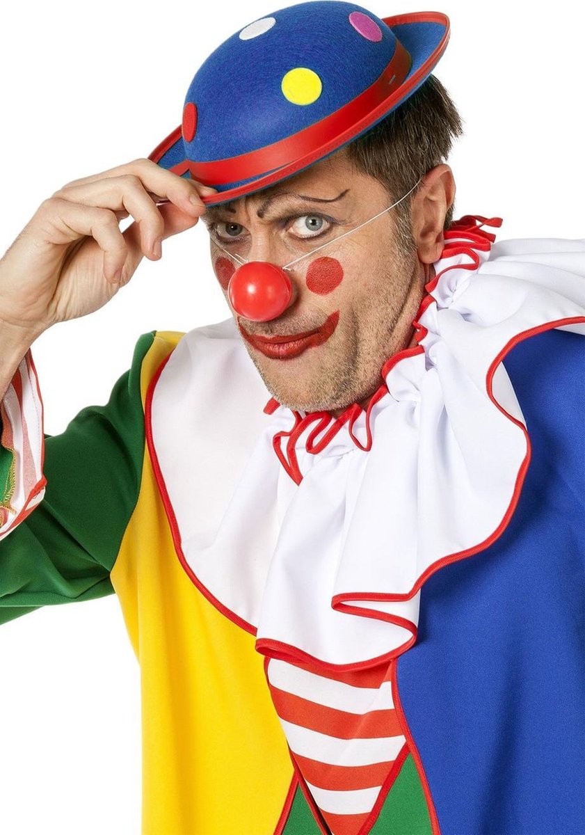 Bolhoed clown met noppen blauw