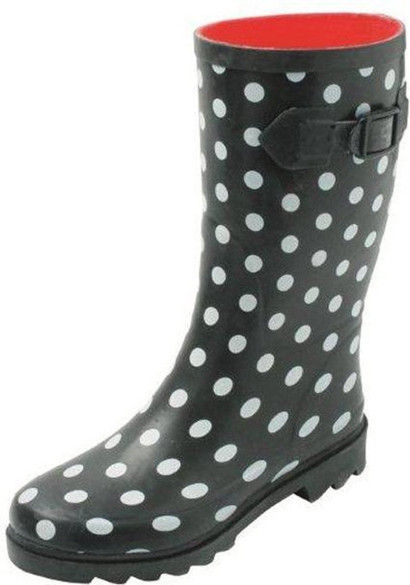 Gevavi Regenlaars Boots | Stip Dameslaars Rubber | Maat 42 | Zwart/Wit