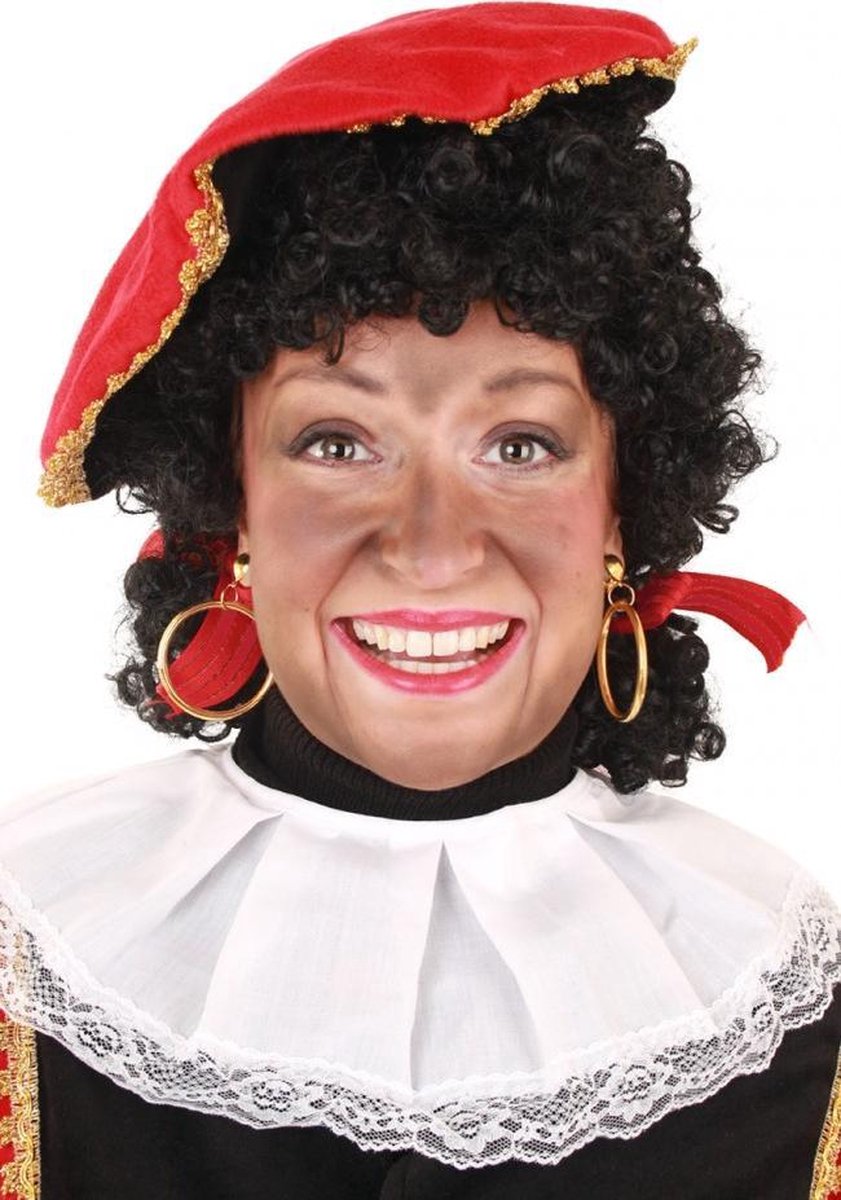 Pieten pruik staartjes zwart incl. haarnetje - Piet Sinterklaas pietenpruik