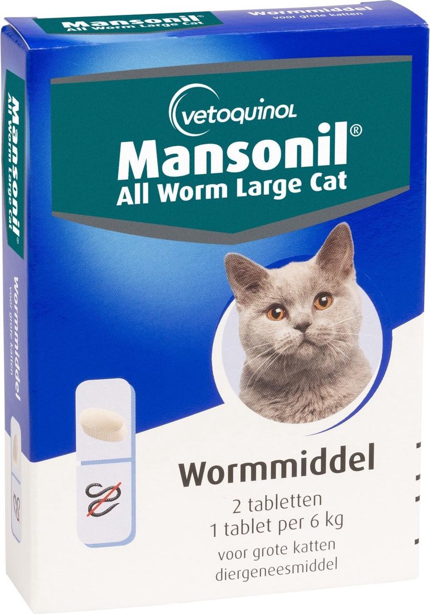 Mansonil All Worm Large Cat Ontworming - Grote Kat - 2 tabletten