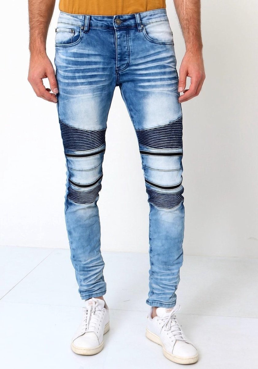 TRUE RISE Biker Broek Heren Slim Fit - 3038 - Blauw - Maten: 30