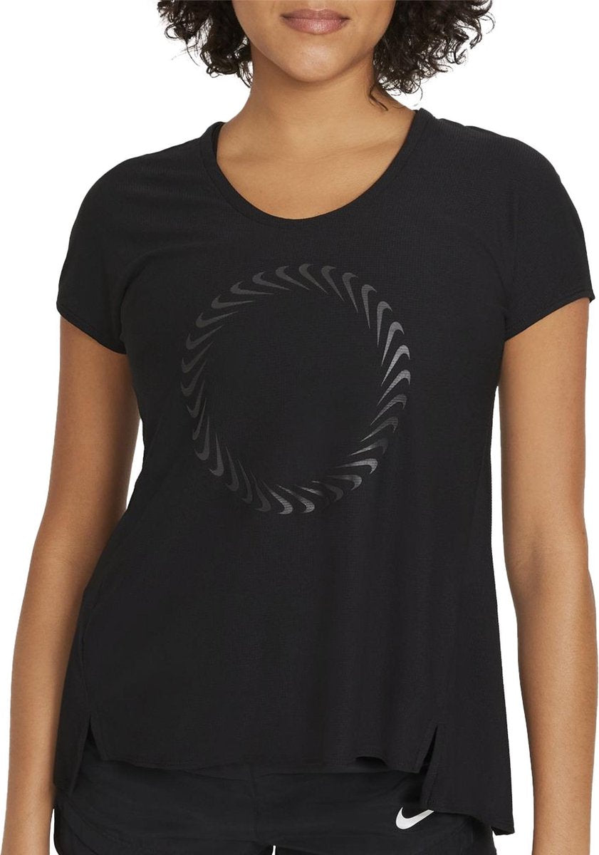Nike Icon Clash Miler Running  Sportshirt - Maat XS  - Vrouwen - zwart/grijs