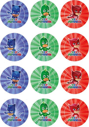 MODECOR - 12 koekjesversieringen van suiker PJ Masks - Decoratie > Taartdecoraties