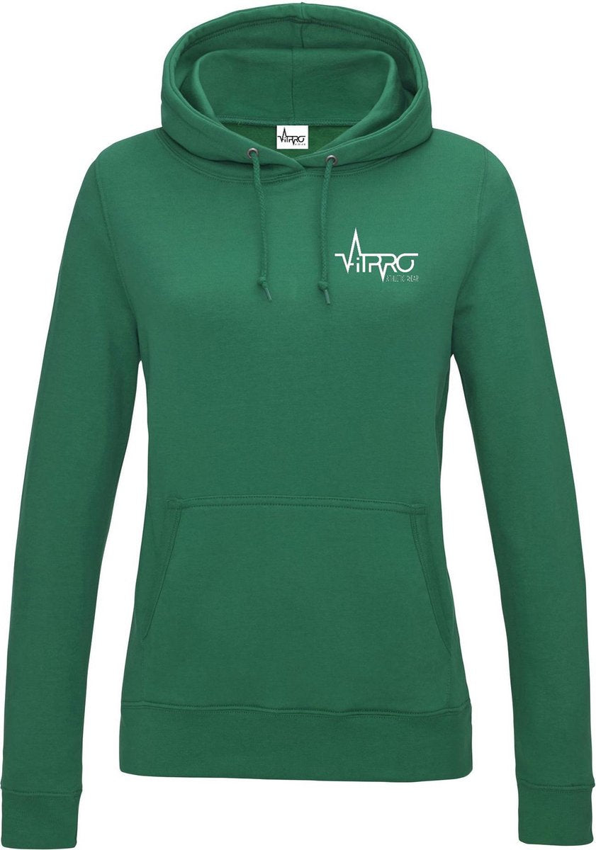 FitProWear  Hoodie Dames - Groen  - Maat XS - Dames  - Trui - Slim Fit - Slim Fit Trui - Getailleerde trui - Trui getailleerd - Sporttrui - Sweater - Hoodie - Katoen / Polyester - Trui Capuchon - Sportkleding -