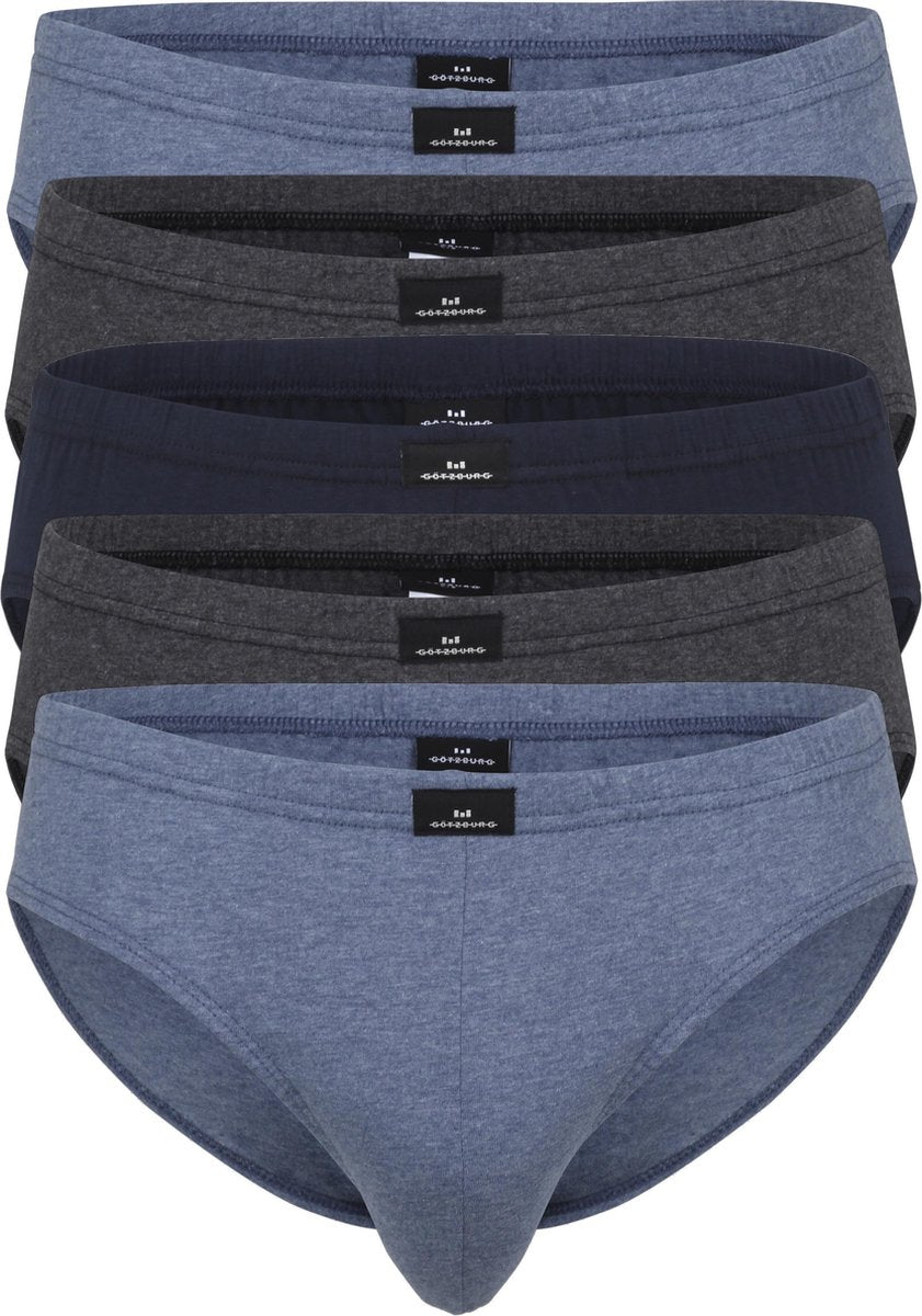 Gotzburg heren slips (5-pack) - blauw en grijs -  Maat: M