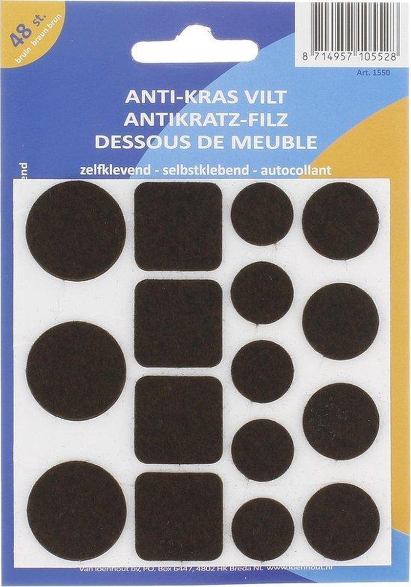 BLOKSTORE - 46-delige zelfklevende antikras viltjes - ZWART