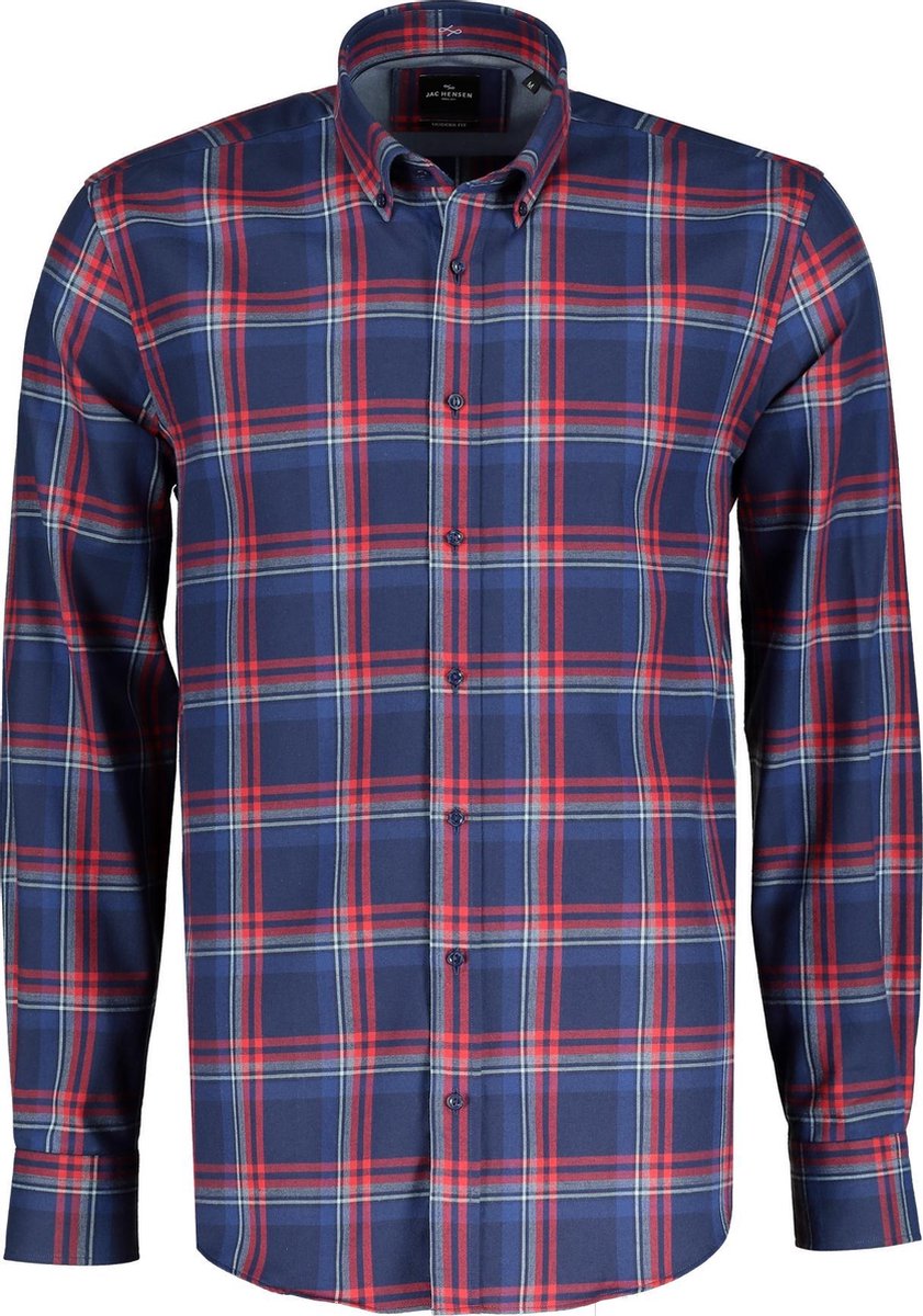 Jac Hensen Overhemd - Modern Fit - Blauw - 4XL Grote Maten