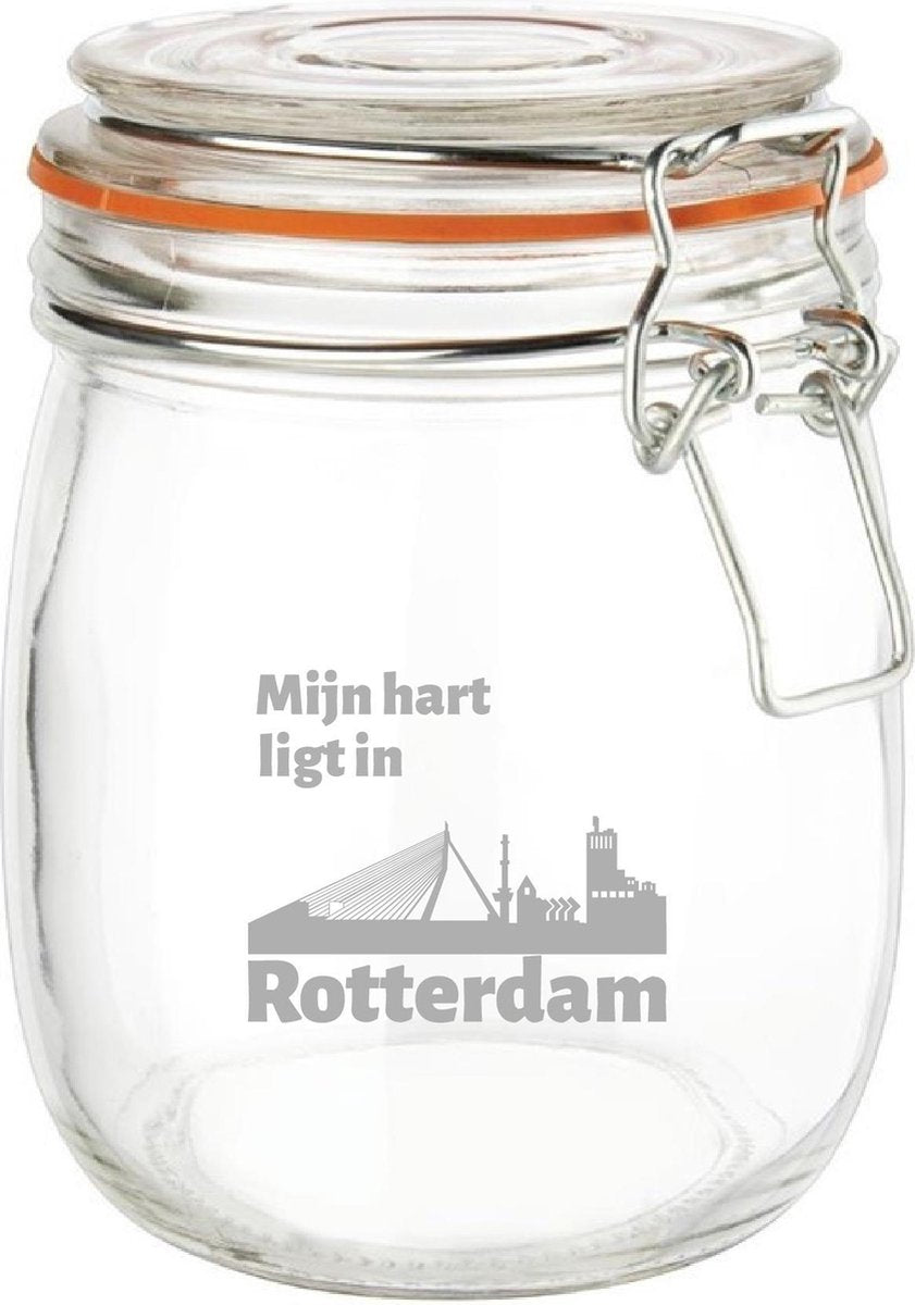 Gegraveerde Weckpot 0.75 ltr. Rotterdam