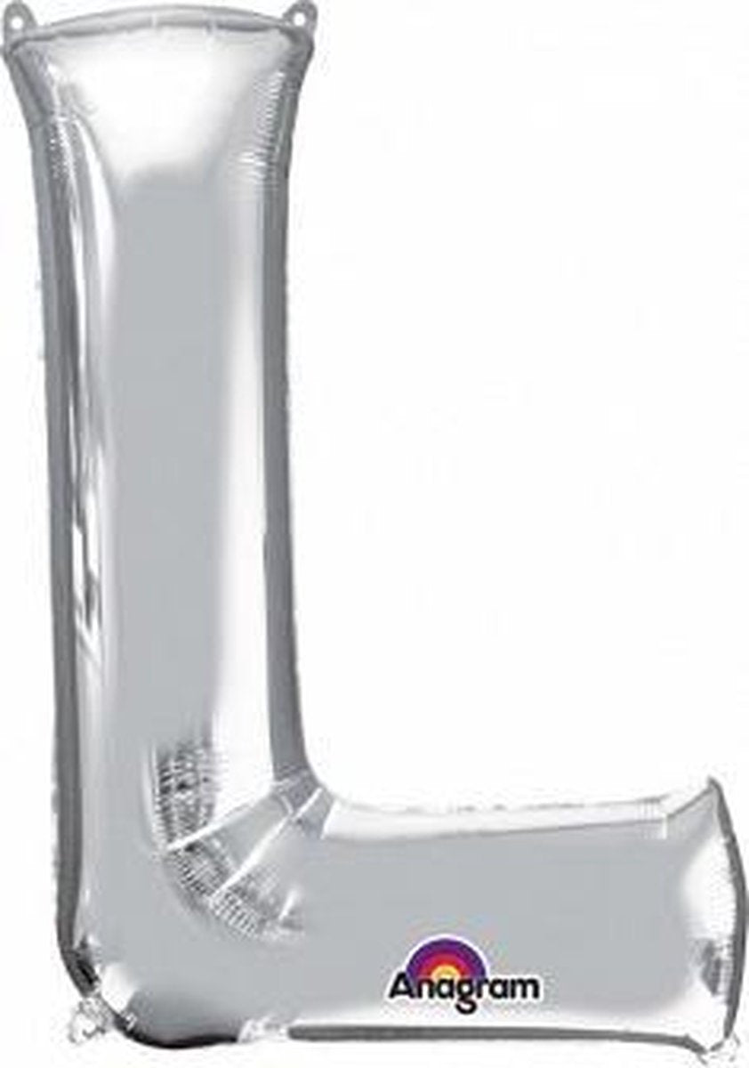 Letter L ballon zilver 86 cm