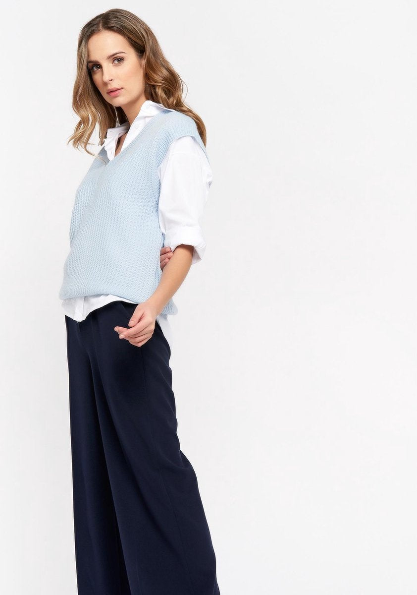 Gebreide tanktop met rib - Light Blauw