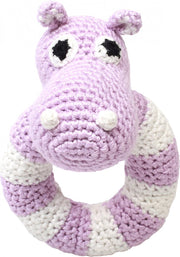 Naturezoo Ringrammelaar Nijlpaard Gehaakt 14 Cm Roze