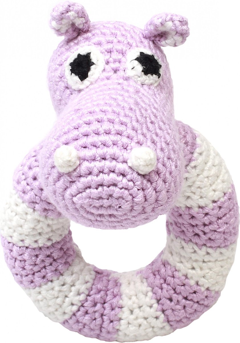 Naturezoo Ringrammelaar Nijlpaard Gehaakt 14 Cm Roze