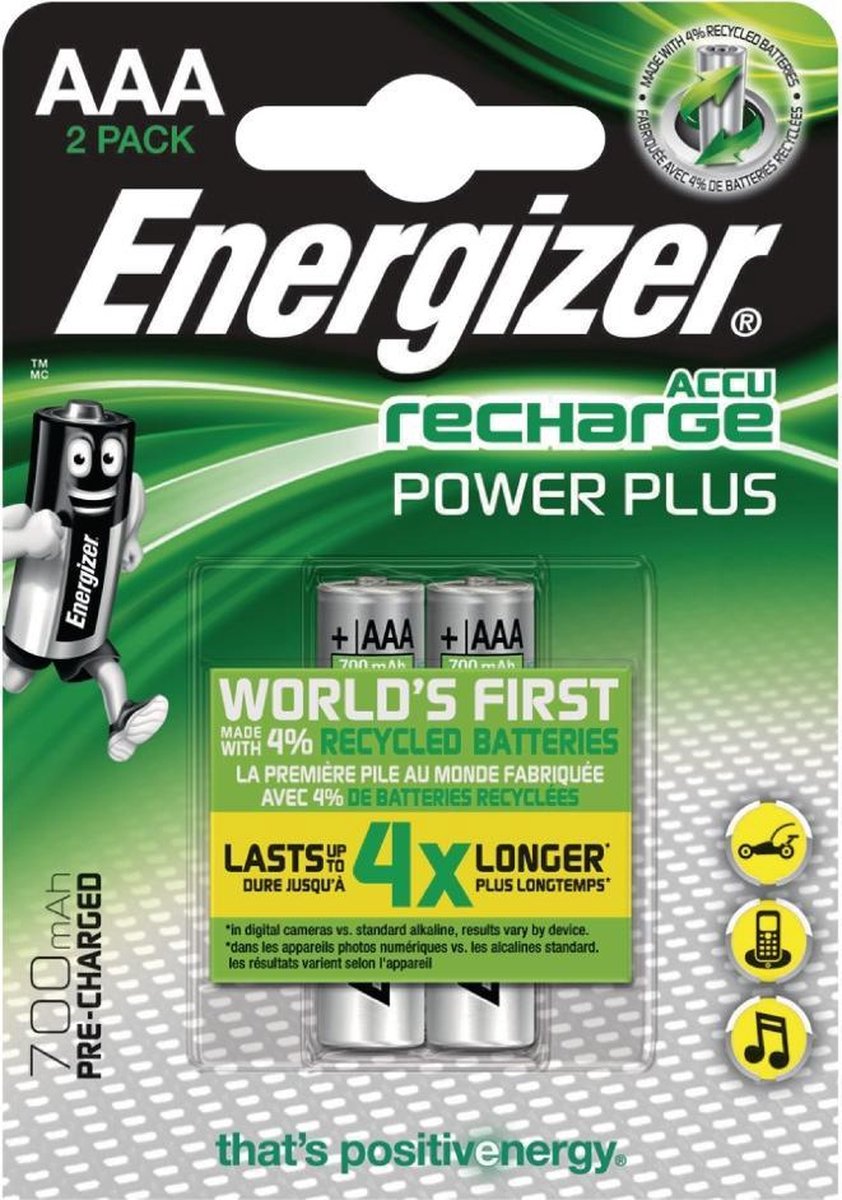 Energizer EN-PWRPL700B2 Oplaadbare Nimh Batterij Aaa 1.2 V Power Plus 700 Mah 2-blister