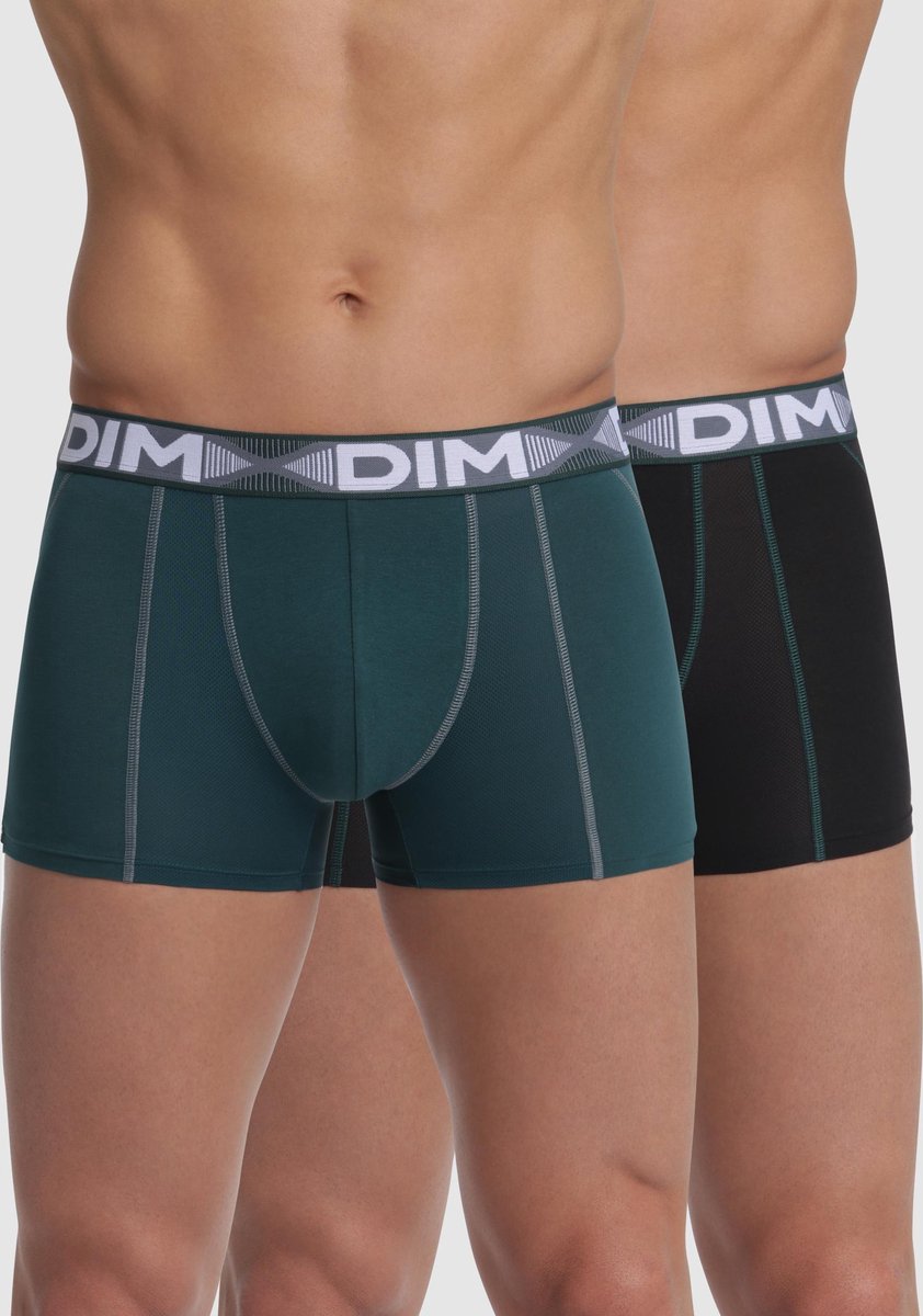 DIM 3D Flex Air Boxershort - Sport Onderbroeken - Ademend - Heren - 2 Stuks - Maat L - Zwart/Groen