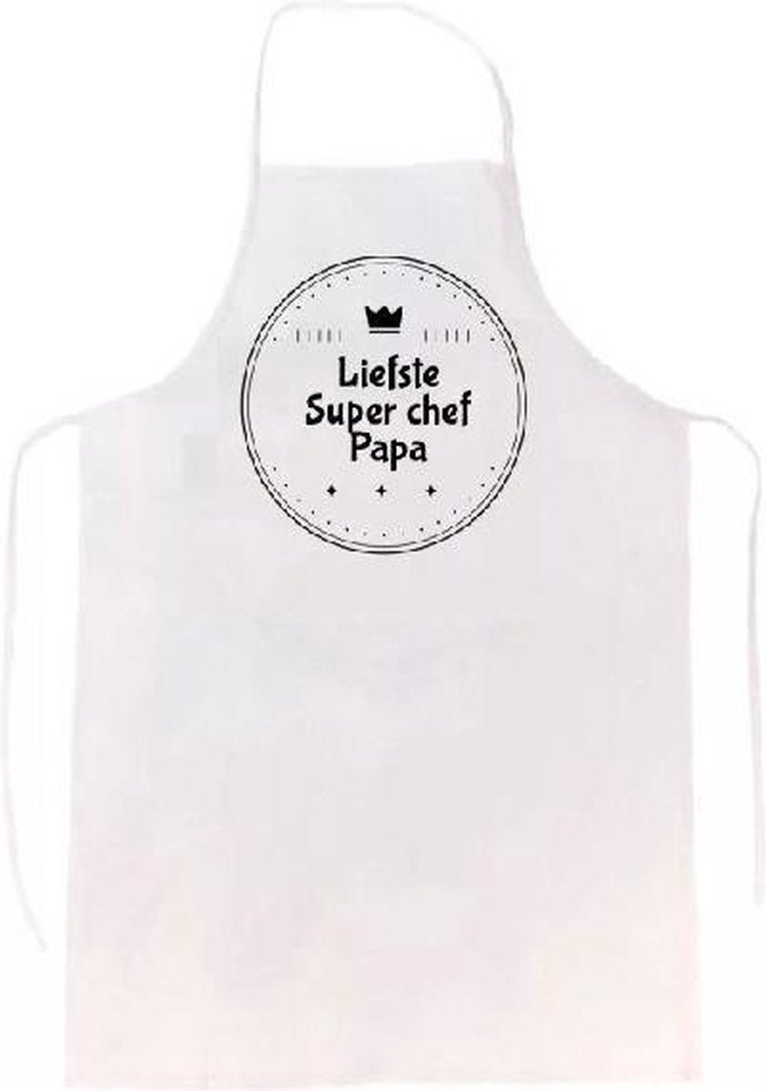 Liefste super chef papa keukenschort |verassing - feestdag - verjaardag - geschenk - gift - kado - cadeau - barbeque - barbecue - chefkok - keuken - schort - eten - bbq - vlees - familie