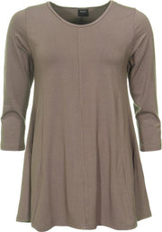 Zazou-A-lijn-shirt-driekwart-mouw-taupe