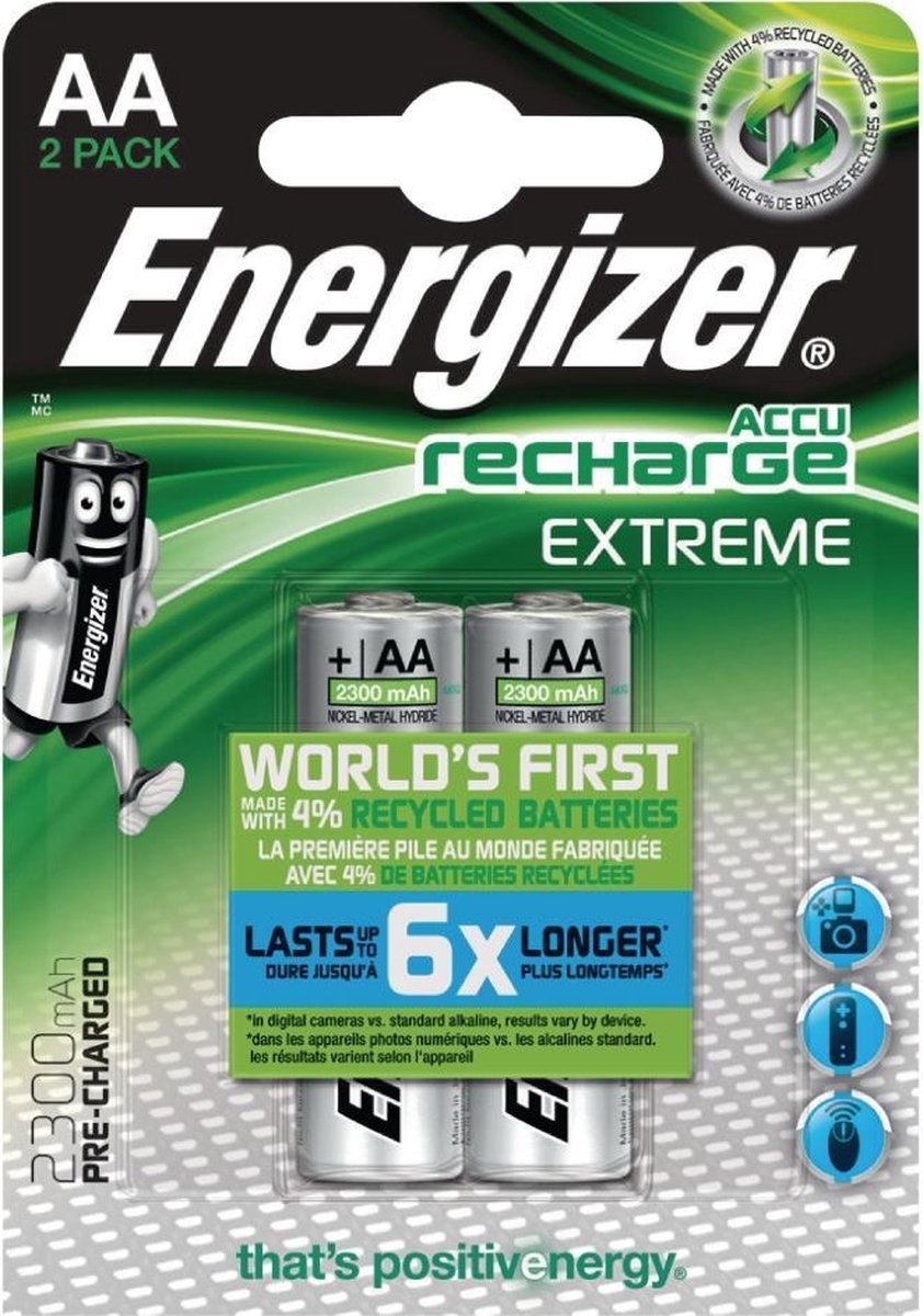 Energizer EN-EXTRE2300B2 Oplaadbare Nimh Batterij Aa 1.2 V Extreme 2300 Mah 2-blister