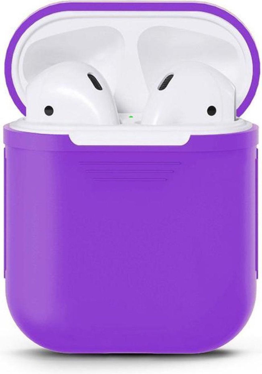 AirPods Hoesje - Siliconen Bescherm Case Hoesje - Paars - Smartphonica