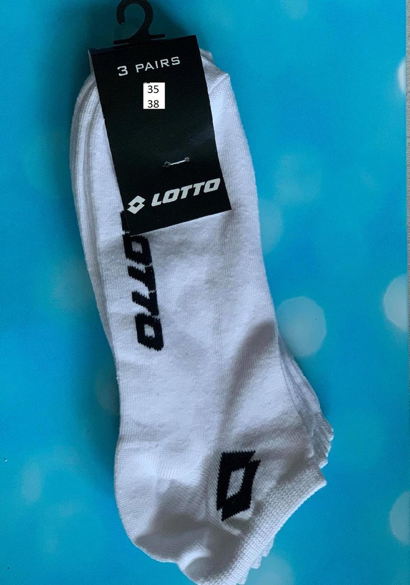 Lotto Sneaker Sokken - sport sokken - korten sokken - lotto sokken - wit 3 Paar - Maat: 35/38