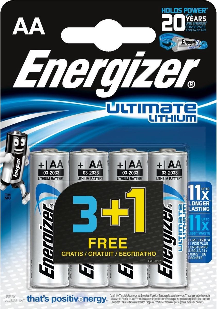 Energizer Lithium 3+1 AA pack