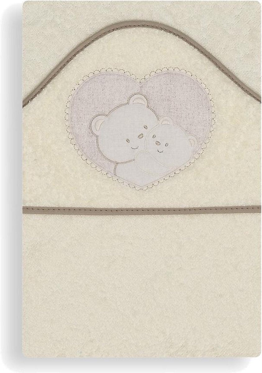 Interbaby Badcape Hartje Junior 100 Cm Katoen Beige