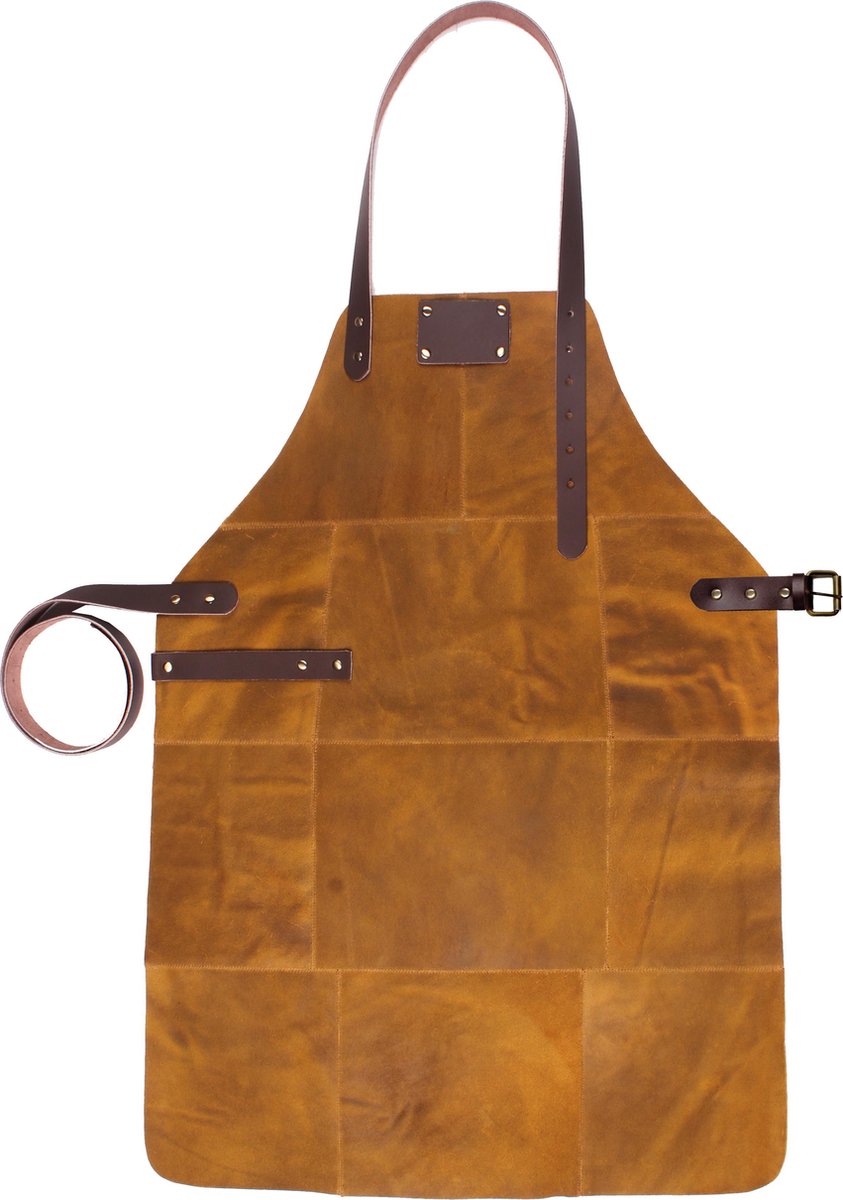 BBQ Schort - Leer - 81x56cm - Vintage Ochre