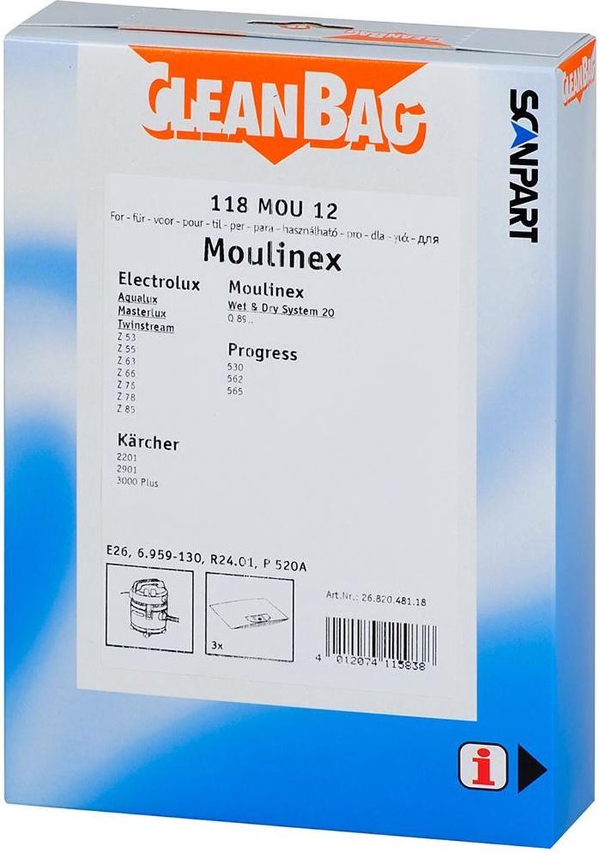 stofzuigerzak papier (doos) 3st.