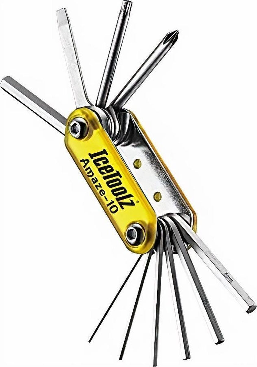 Icetoolz Multitool Amaze 12x6x4 Cm Staal Zilver/geel 10-delig