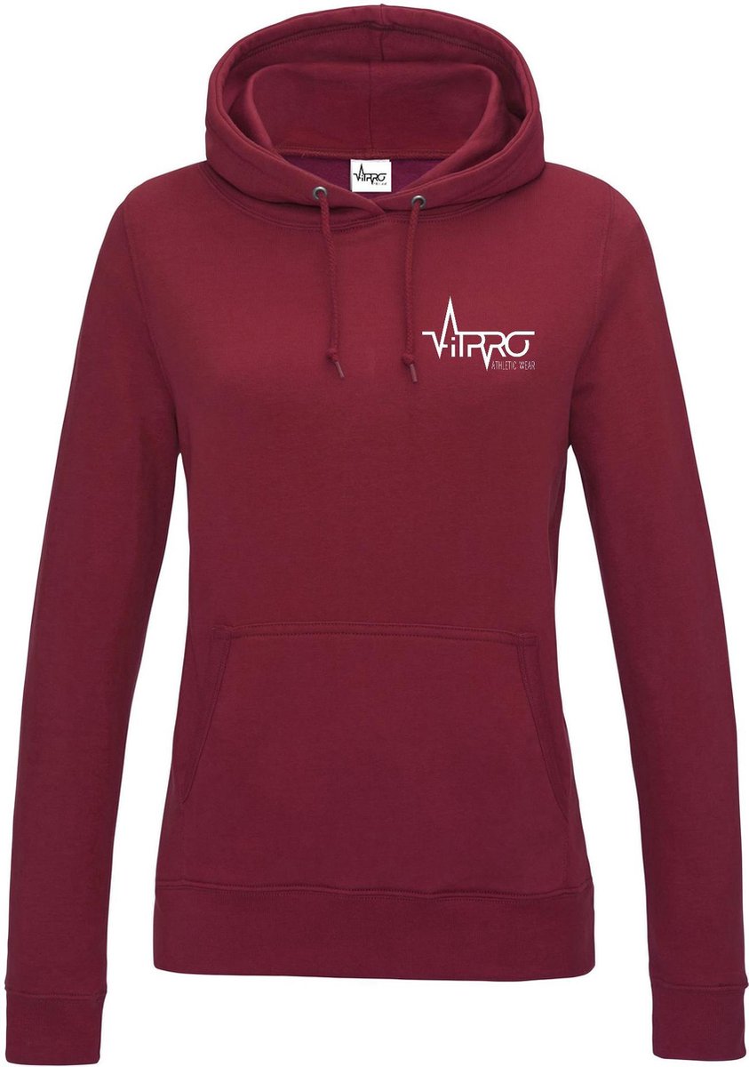 FitProWear  Hoodie Dames - Donker rood  - Maat L - Dames  - Trui - Slim Fit - Slim Fit Trui - Getailleerde trui - Trui getailleerd - Sporttrui - Sweater - Hoodie - Katoen / Polyester - Trui Capuchon - Sportkleding -