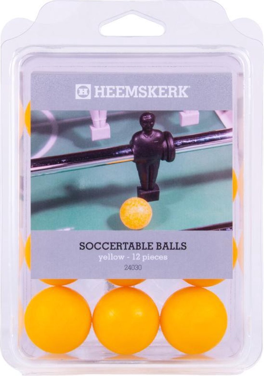 Heemskerk Tafelvoetbalballen Geel – per 12 stuks – Kunststof