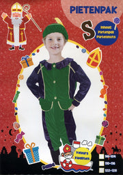 Pietenpak – Velours - Kind - 3 delig - maat 98-104 – Groen/Paars