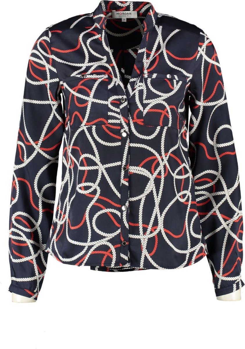 Morgan blauwe shiny blouse - Maat 34