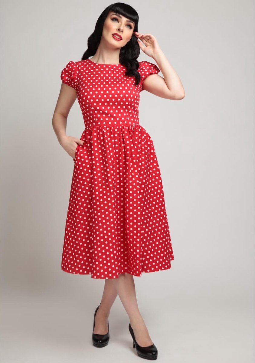 Collectif Demira Polkadot 50's Swing Jurk Rood