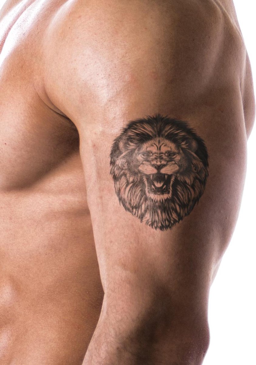 Huurdies Realisme Tattoos- Henna Plak Tattoos / Tijdelijke Tattoo / Nep Tatoeage / Fake Temporary Tattoo - Leeuw - 4x
