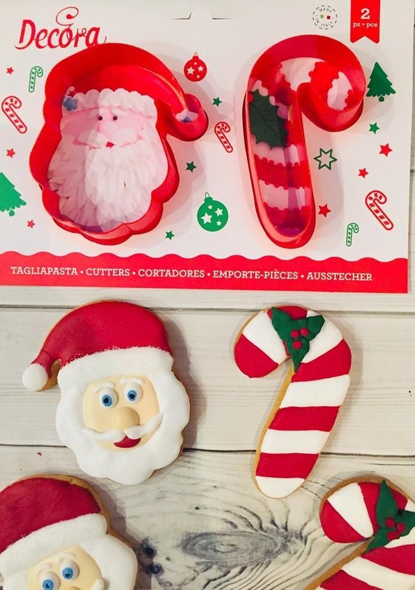 Decora Kerstman & Candy Cane  uitsteker set/2