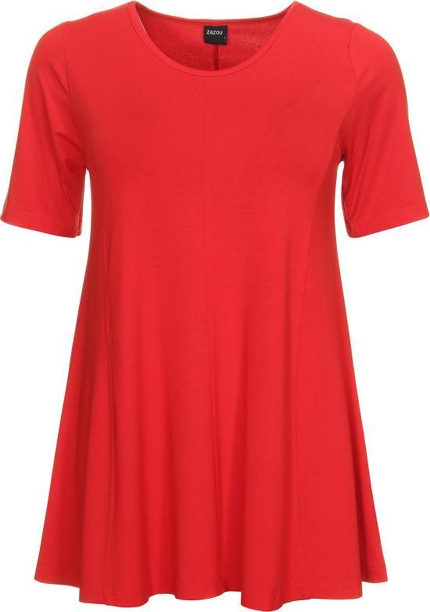 Zazou-A-lijn-shirt-korte-mouw-firered