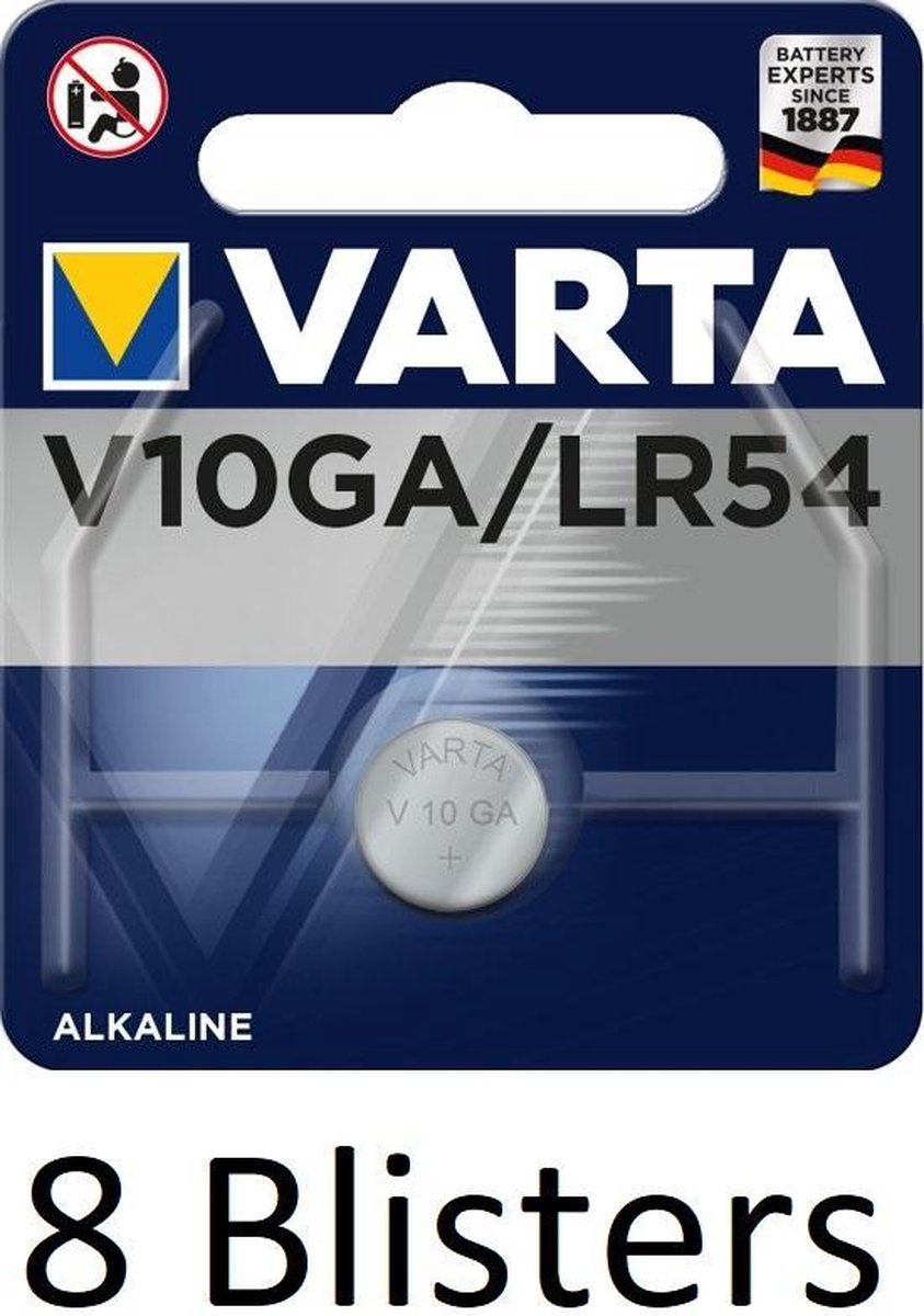 8 Stuk (8 Blisters a 1 st) Varta V10GA Wegwerpbatterij LR54 Alkaline