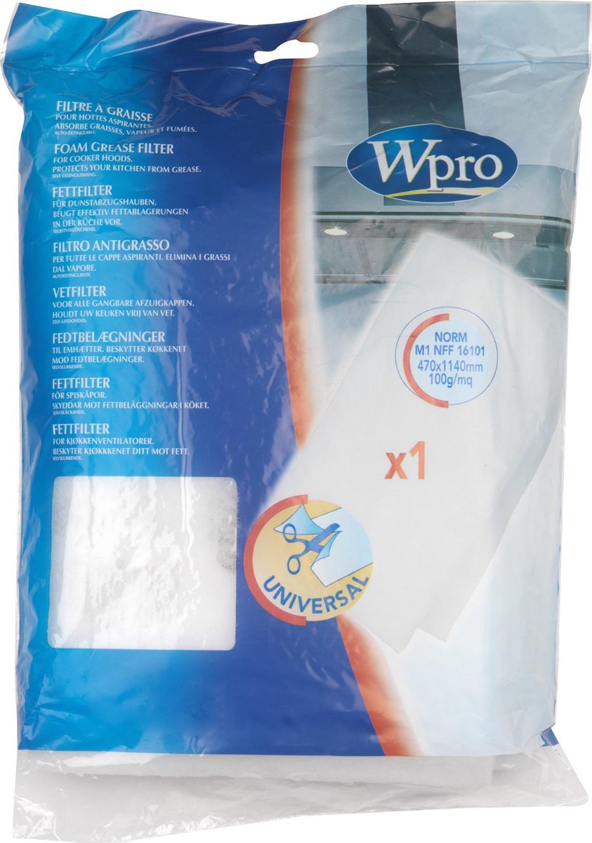 Wpro UGF008  Universeel vetfilter (470 x 970 mm - 100 g/m²) - op maat te snijden