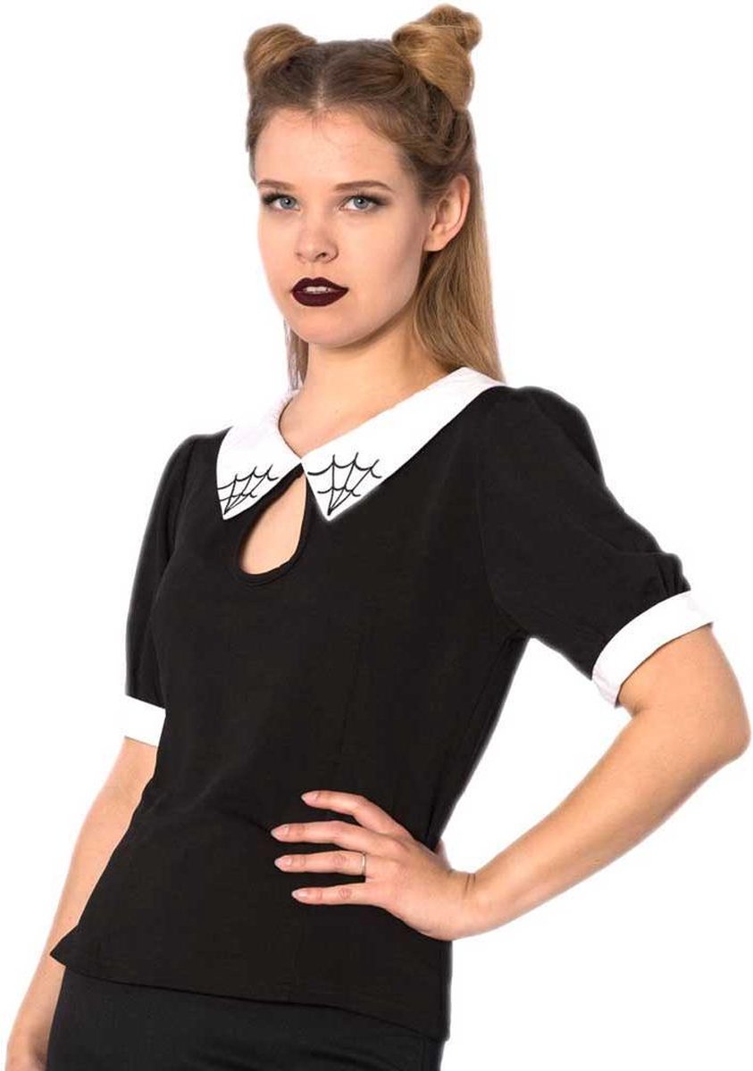 Banned Blouse -S- Webb Zwart/Wit