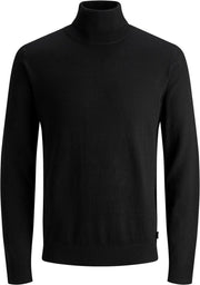 JACK & JONES slim fit coltrui katoen - zwart -  Maat: L