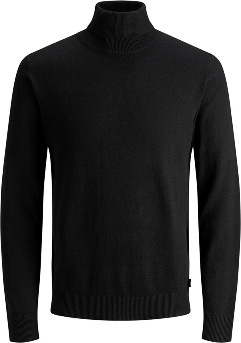 JACK & JONES slim fit coltrui katoen - zwart -  Maat: L