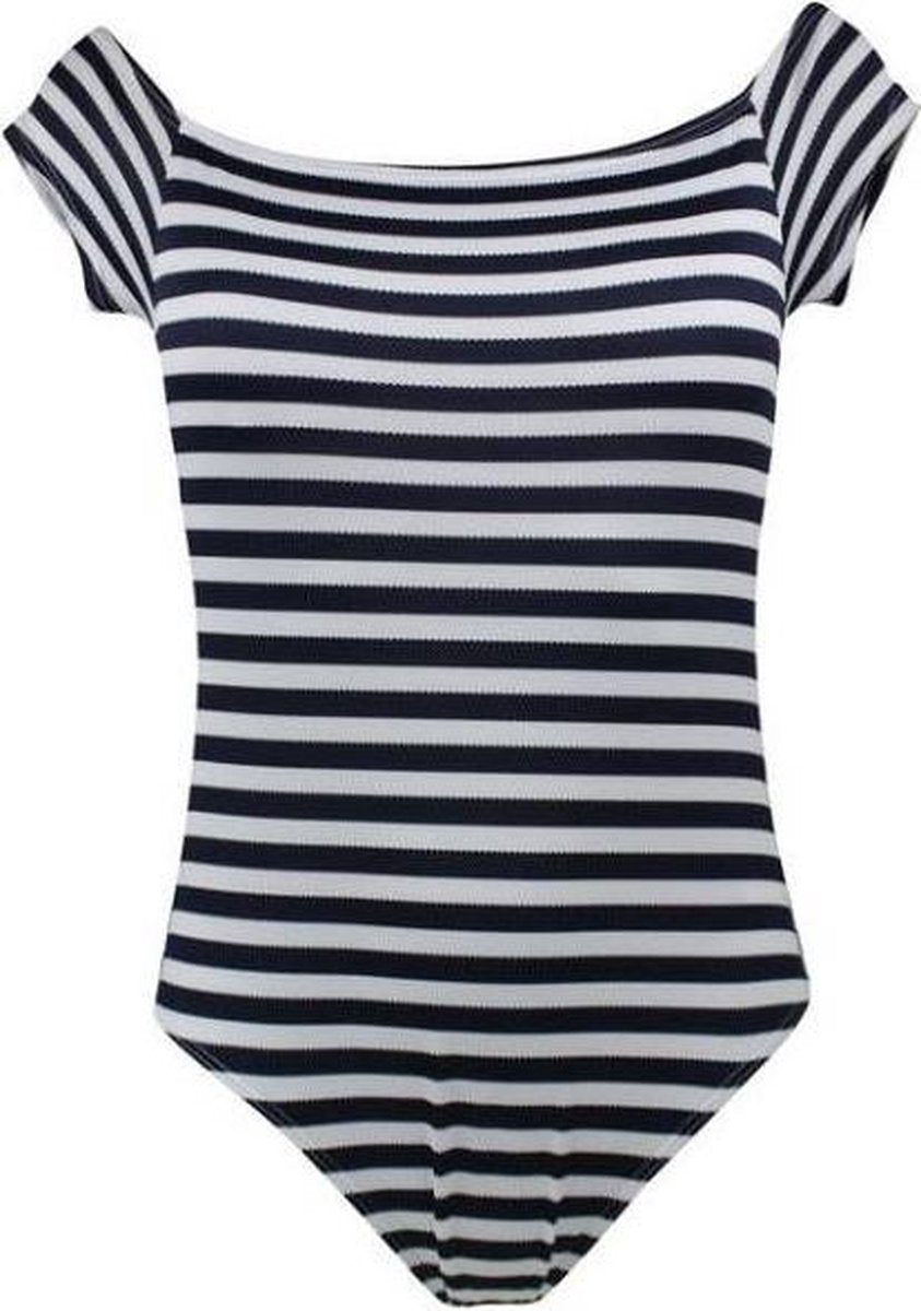 Lentiggini Fancy Stripe Marine Blauw/Wit - Badpak Maat: 44