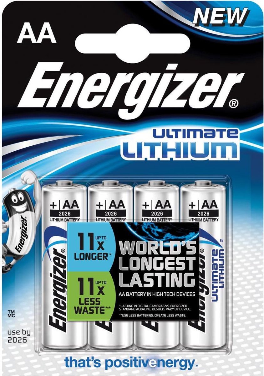 4x Energizer batterijen Lithium AA