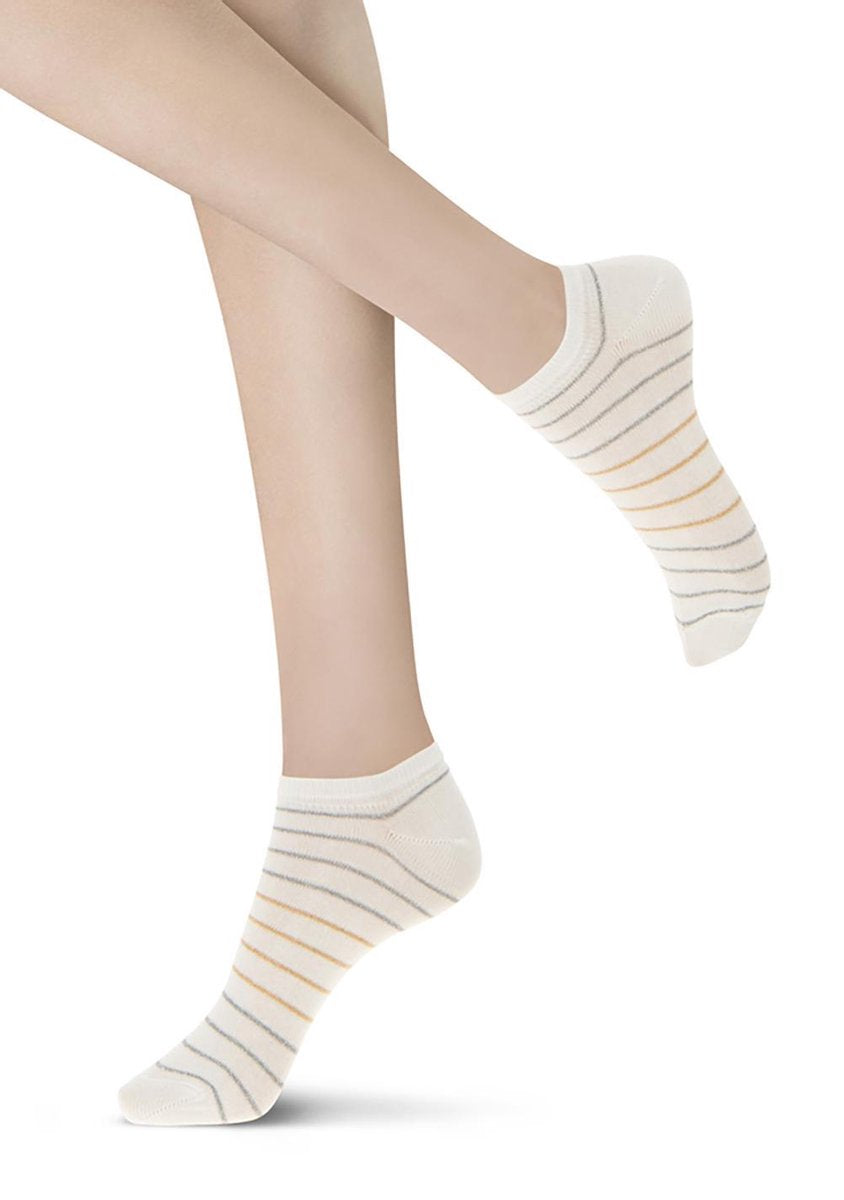Oroblu Brighter Sneaker Sok (2 - pack) - Wit/Goud - One Size